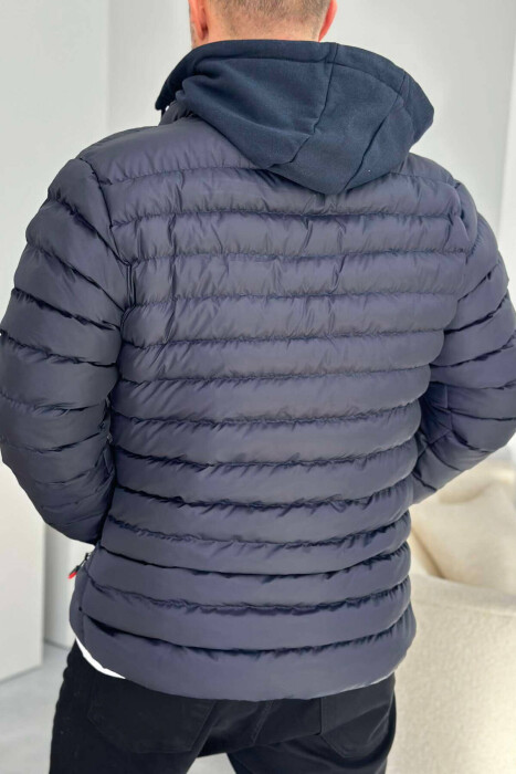 PUFFER ONE COLORE MEN JACKET DARK BLUE/BEE - 5