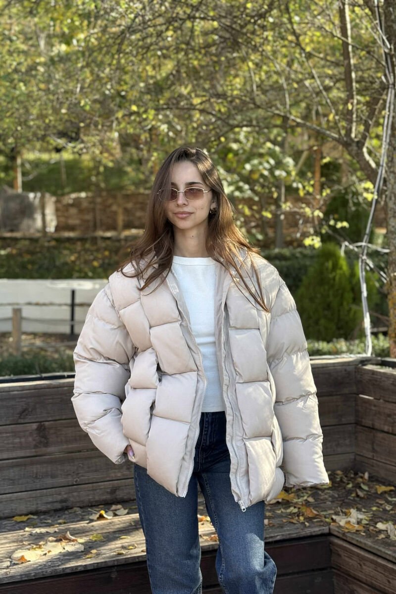 ONE COLOR PUFFER WOMEN JACKET BEIGE/BEZHE - 2
