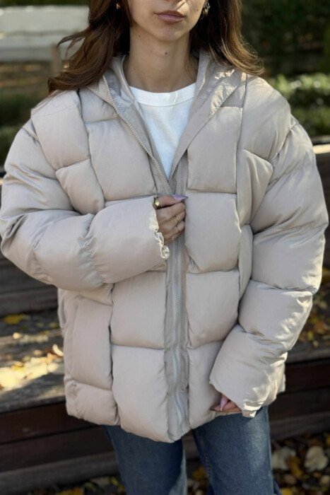 ONE COLOR PUFFER WOMEN JACKET BEIGE/BEZHE - 4