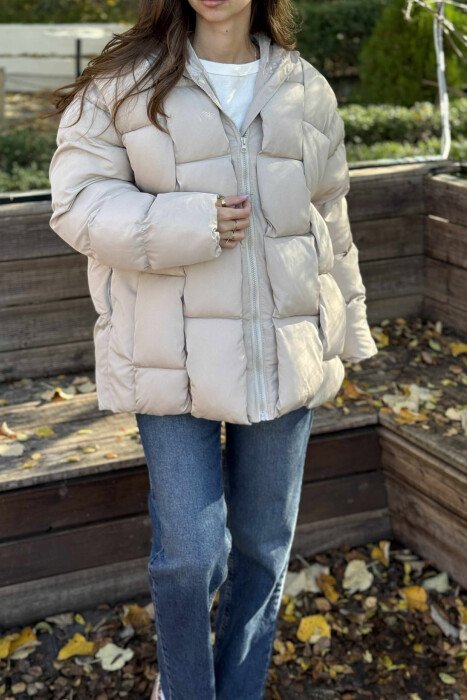 ONE COLOR PUFFER WOMEN JACKET BEIGE/BEZHE - 5