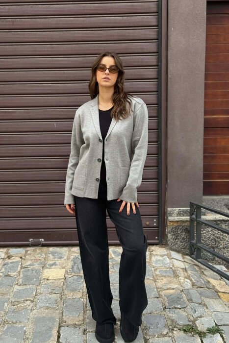 PULOVËR E THJESHTË NJË NGJYRËSHE PËR FEMRA NË NGJYRË GRI - KLAUDIO FASHION