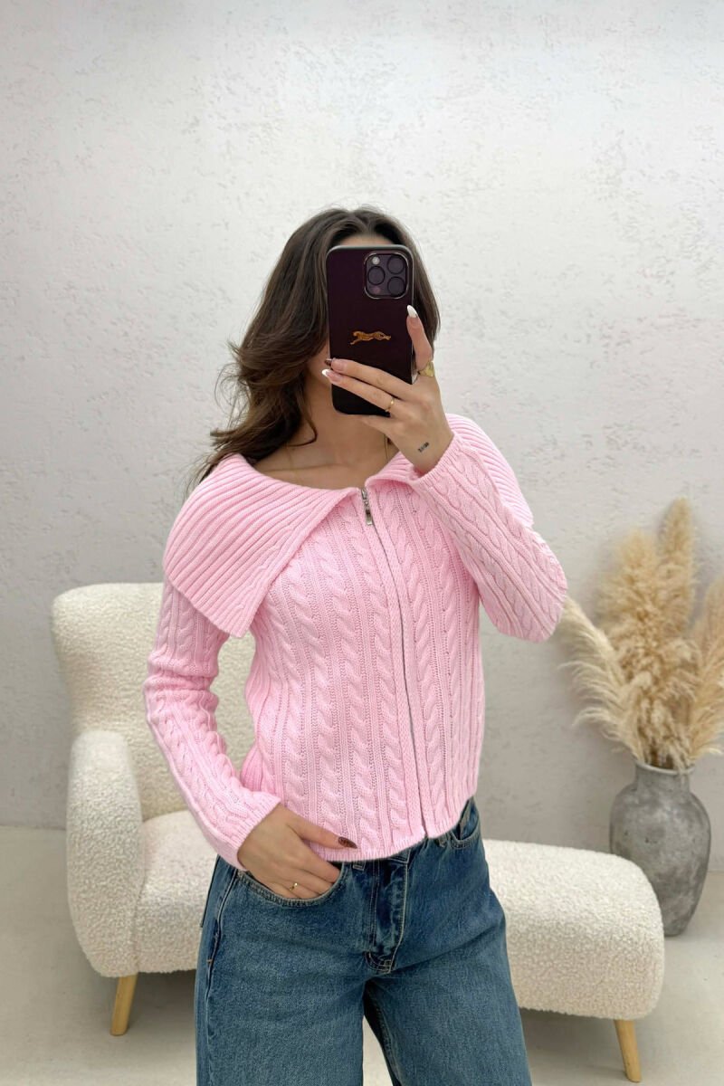 PULOVER E THURRUR NJE NGJYRESHE ME ZINXHIR PER FEMRA NE NGJYRE ROZE - 3