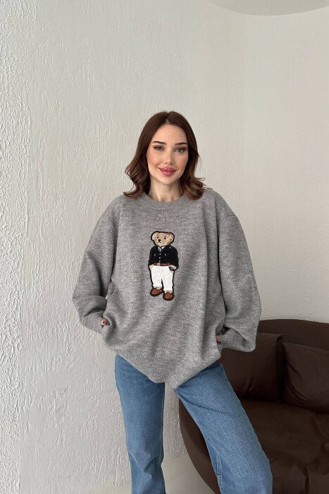 PULOVËR ME IMAZHIN E ARUSHIT PËR FEMRA NË NGJYRËN GRI - 3
