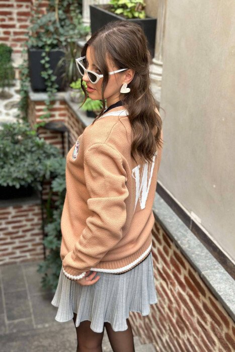 STAMP BUTTONS ONE COLOR WOMAN CARDIGANS BEIGE/BEZHE - 2