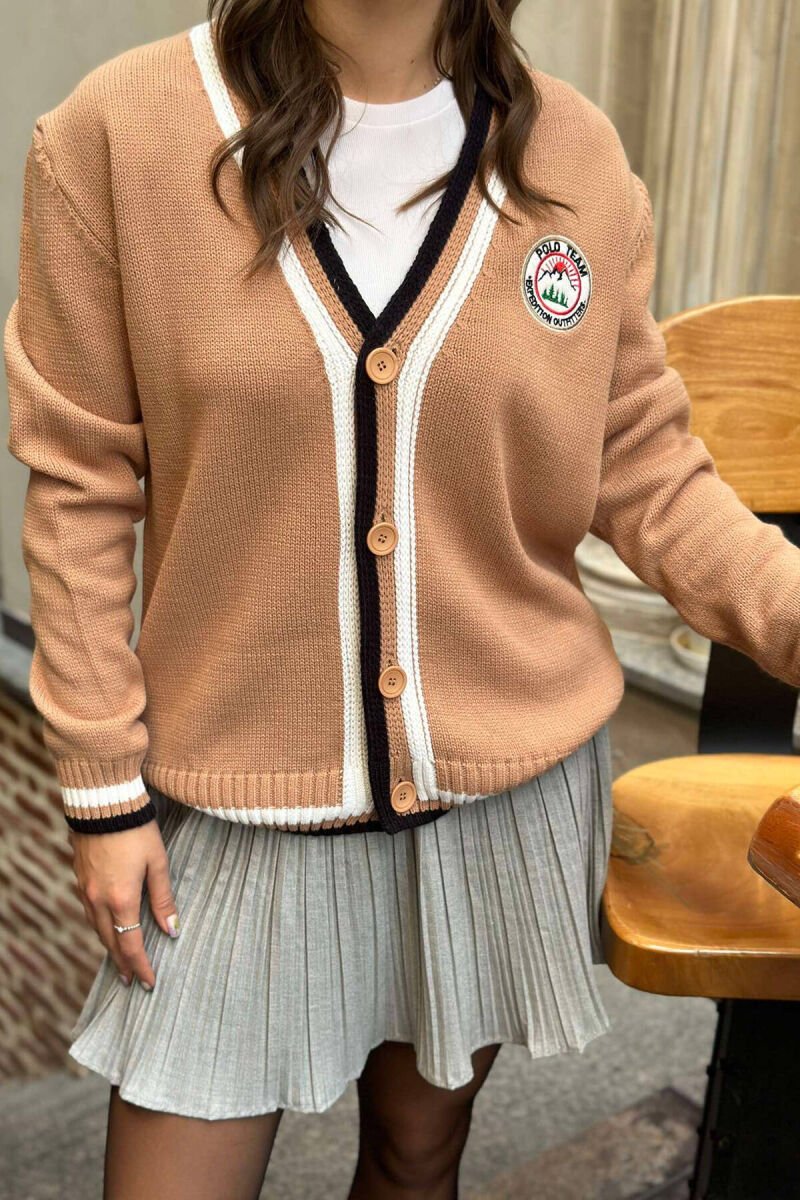 STAMP BUTTONS ONE COLOR WOMAN CARDIGANS BEIGE/BEZHE - 4