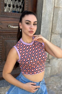 PURPLE AND ORAGNGE DETAILS WOMAN TANK PURPLE/LEJLA - KLAUDIO FASHION