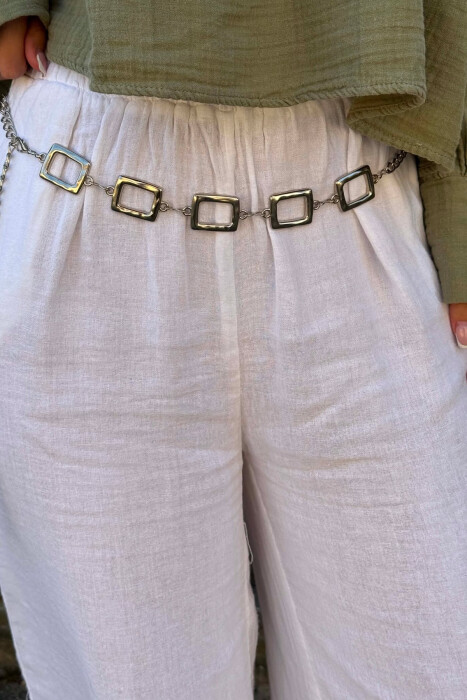 RECTANGLE DETAILS WOMEN BELT CHAIN SILVER/ARGJEND - 