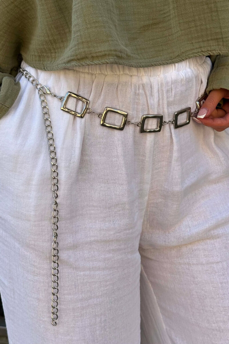 RECTANGLE DETAILS WOMEN BELT CHAIN SILVER/ARGJEND - 2