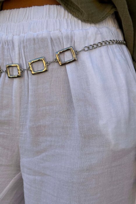 RECTANGLE DETAILS WOMEN BELT CHAIN SILVER/ARGJEND - 3