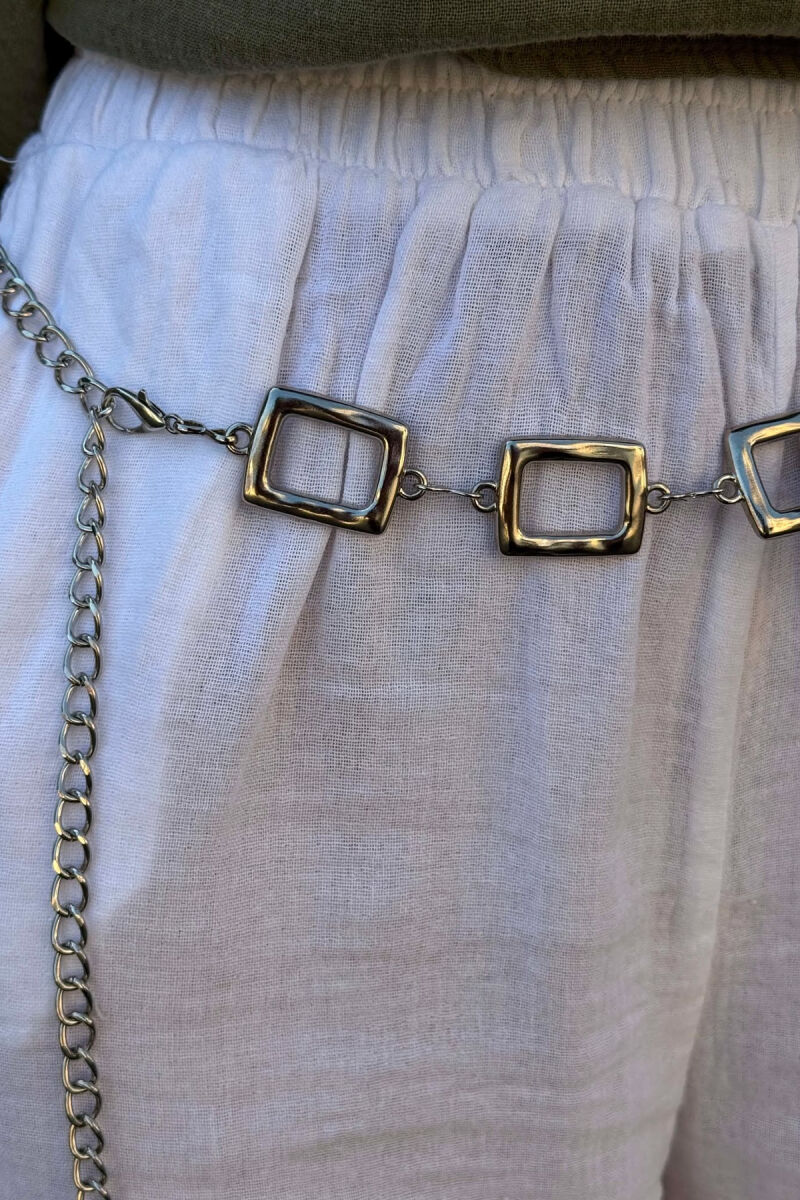RECTANGLE DETAILS WOMEN BELT CHAIN SILVER/ARGJEND - 4