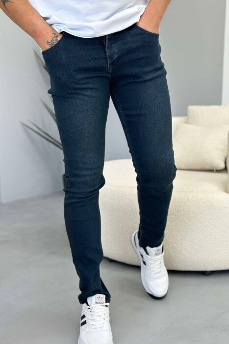 REGULAR DENIM MEN JEANS DARK BLUE/BEE - KLAUDIO FASHION