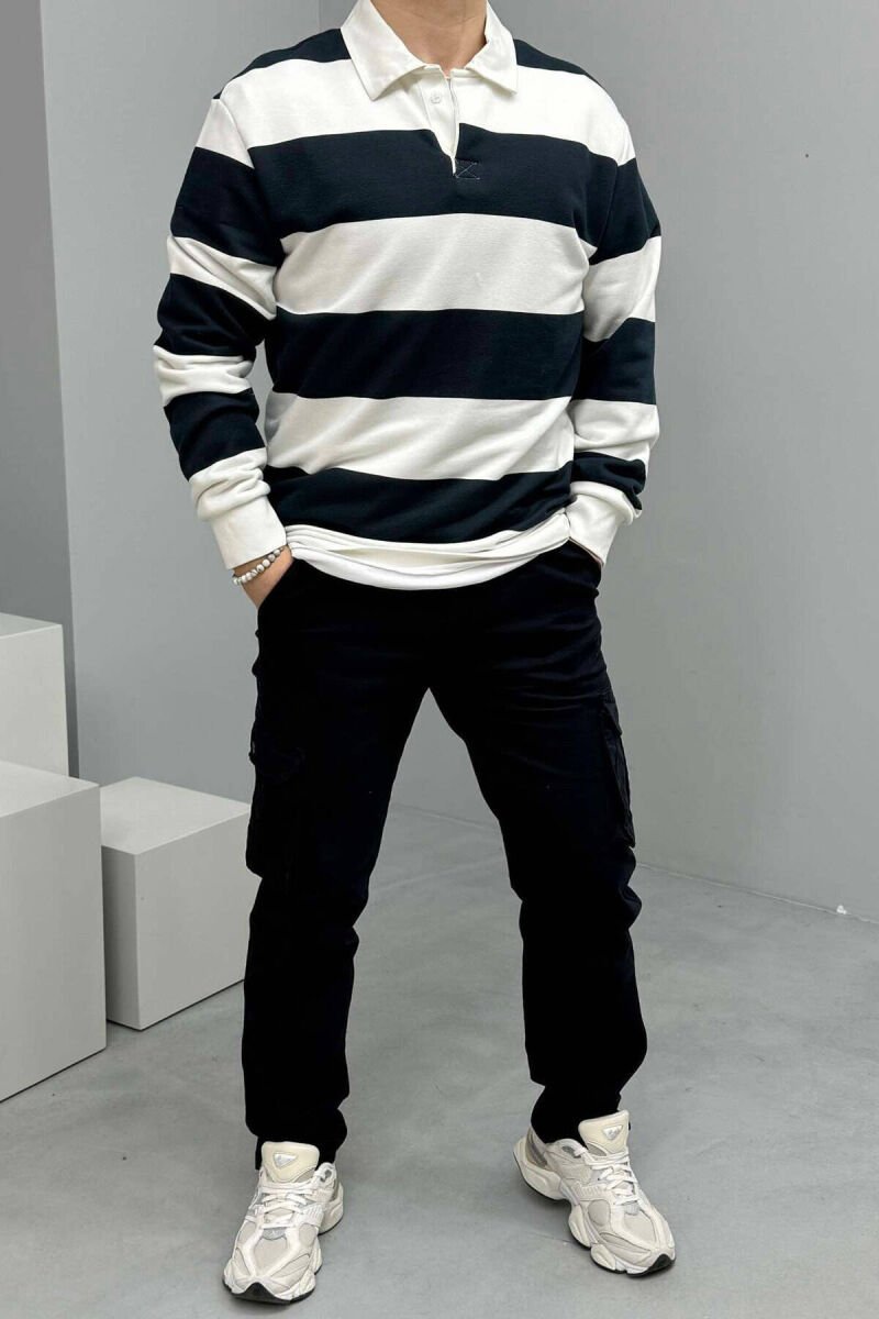 REGULAR ONE COLOR CARGO MEN PANTS DARK BLUE/BEE - 1