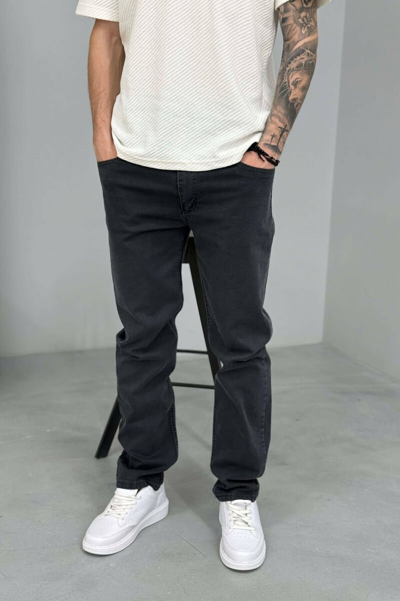 REGULAR ONE COLOR MEN JEANS DARK GREY/GEE - 2
