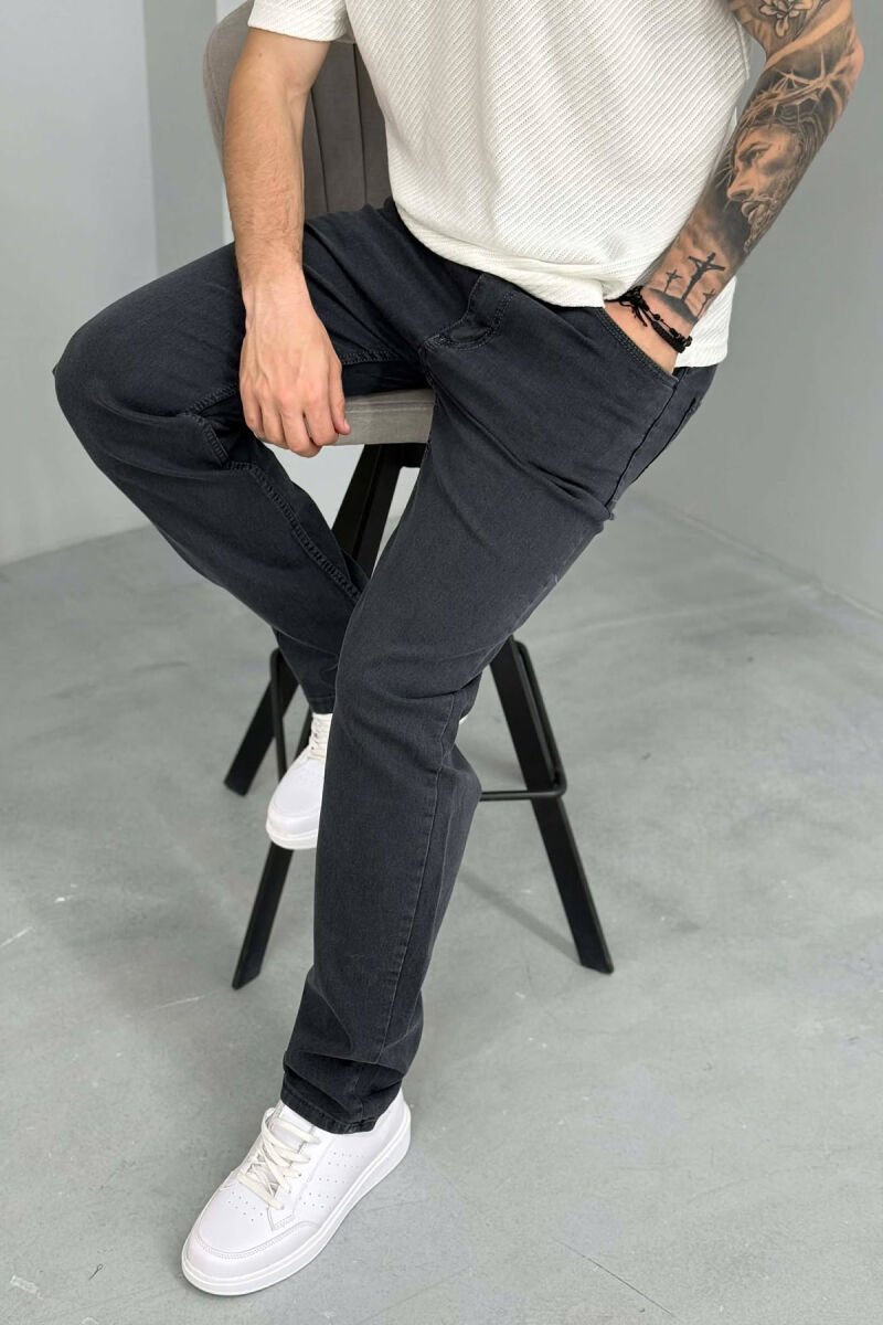 REGULAR ONE COLOR MEN JEANS DARK GREY/GEE - 6