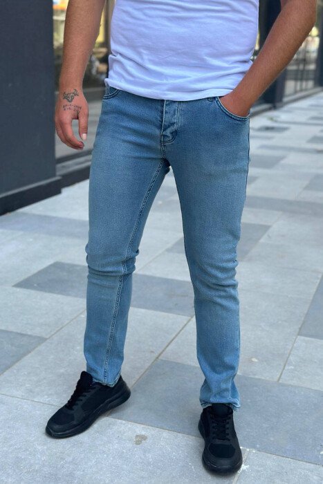 REGULAR SIMPLE MEN JEANS LIGHTBLUE/BZ - KLAUDIO FASHION