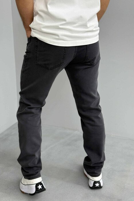 REGULAR SIMPLE ONE COLOR MEN JEANS DARK GREY/GEE - 4