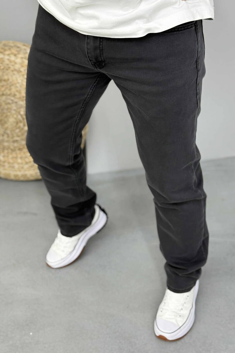 REGULAR SIMPLE ONE COLOR MEN JEANS DARK GREY/GEE - 2