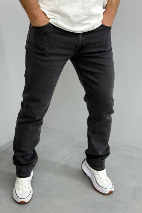 REGULAR SIMPLE ONE COLOR MEN JEANS DARK GREY/GEE - 3