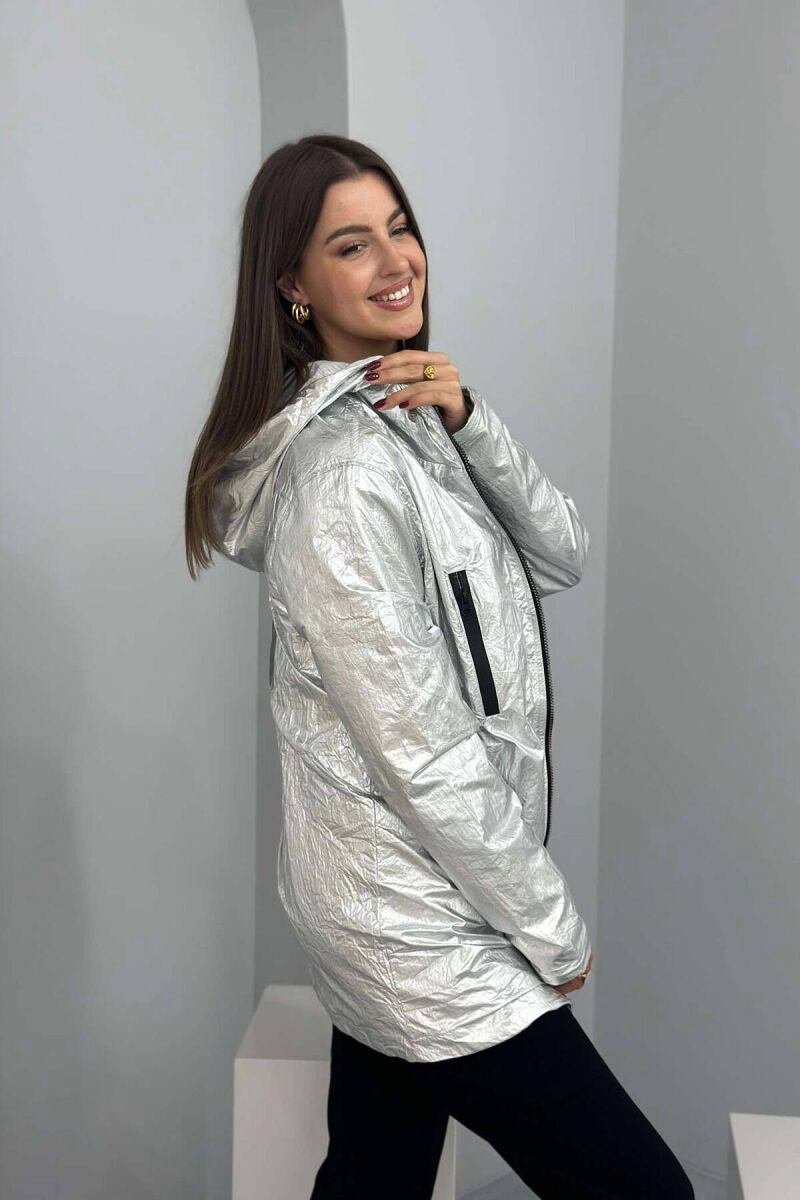 REVERSIBLE LONG WOMEN JACKET SILVER/ARGJEND - 2