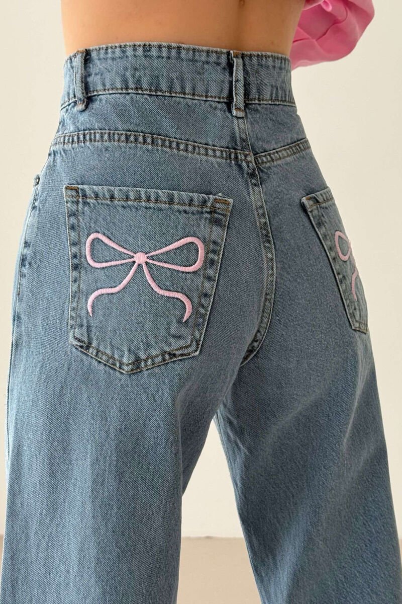 RIBBON BACK POCKET DETAIL WOMEN JEANS LIGHTBLUE/BZ - 2