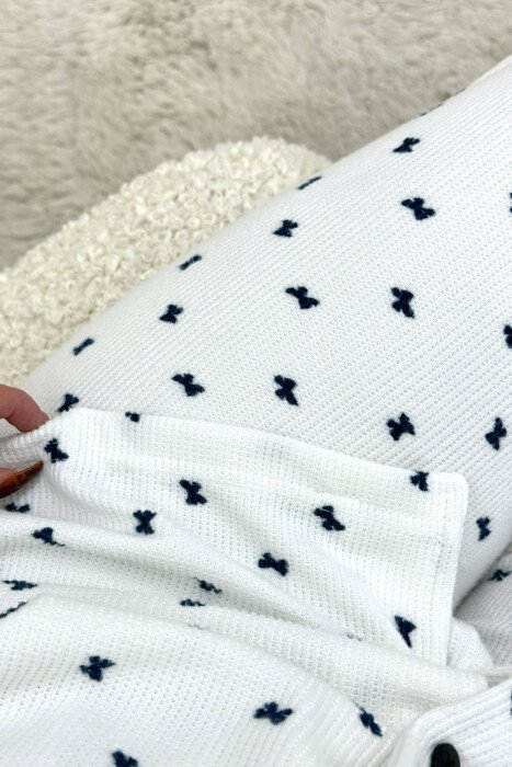 RIBBON DETAILS SHIRT+TROUSERS WOMEN PYJAMAS WHITE-E BARDHE - 3