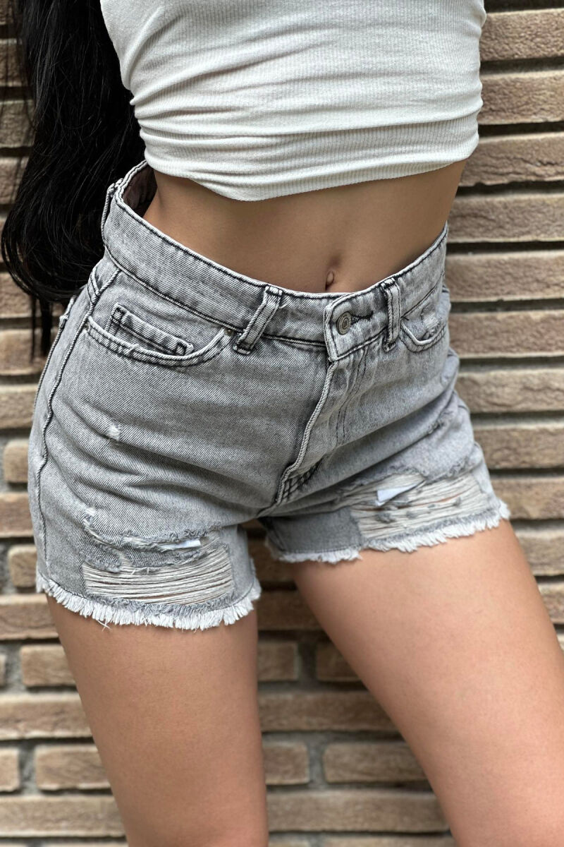 RIPED WOMAN SHORT JEANS GREY/GRI - 2
