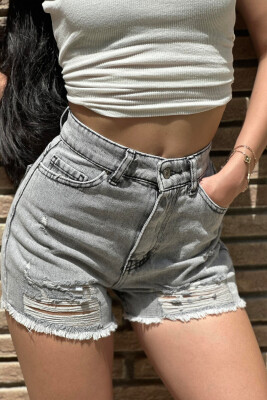 RIPED WOMAN SHORT JEANS GREY/GRI - 3