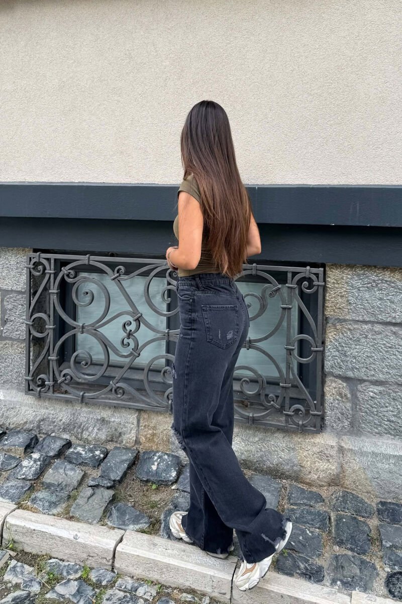 RIPPED CUTTED EDGES WOMAN JEANS BLACK/ E ZEZE - 3