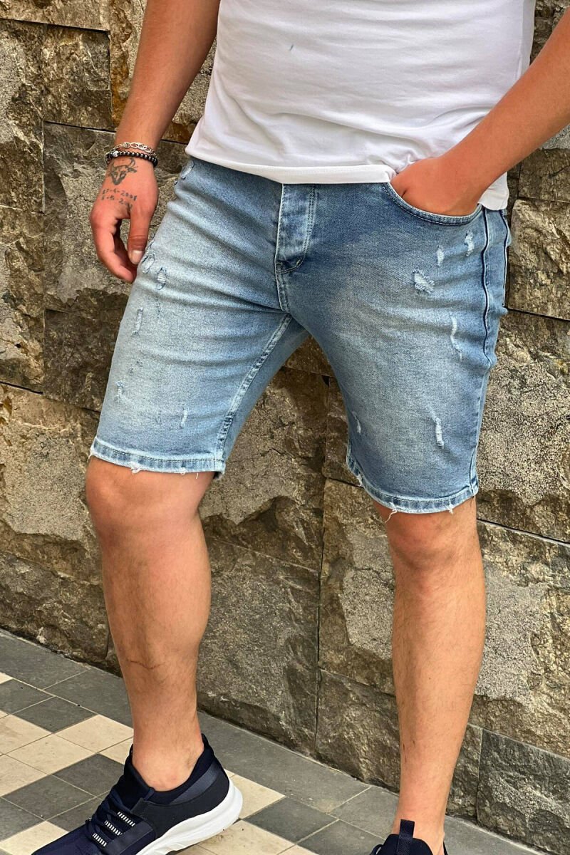 RIPPED MAN SHORT JEANS LIGHTBLUE/BZ - 1