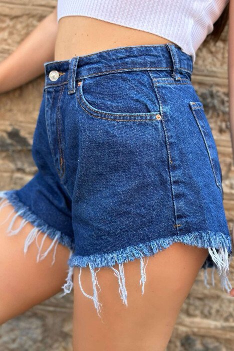 RIPPED MID-RISE WOMAN SHORT JEANS BLUE/BLU - 2