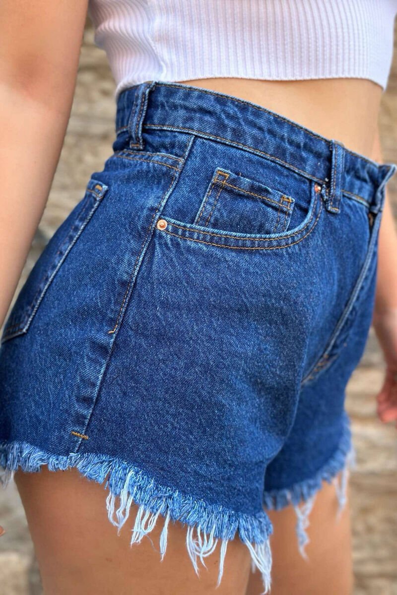 RIPPED MID-RISE WOMAN SHORT JEANS BLUE/BLU - 4