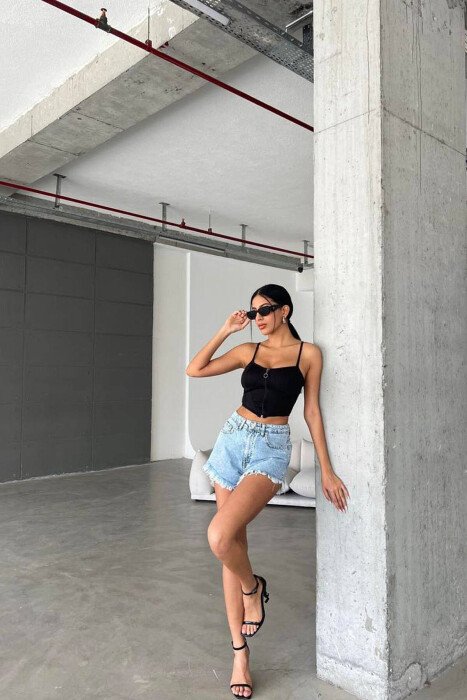RIPPED MID-RISE WOMAN SHORT JEANS LIGHTBLUE/BZ - 3