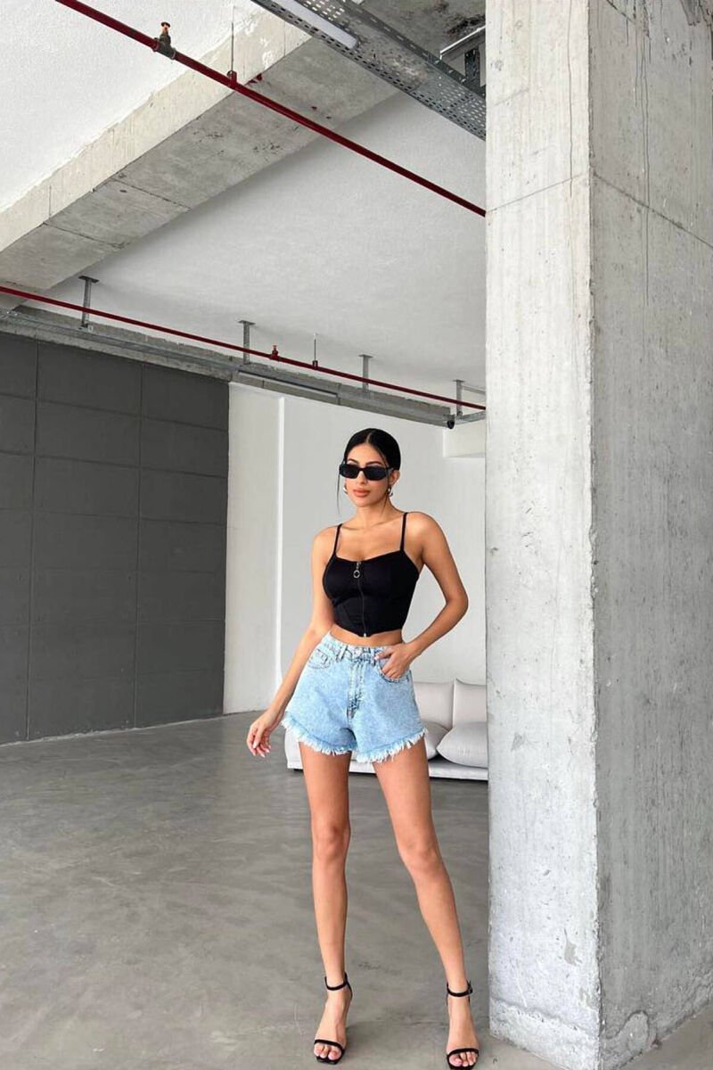 RIPPED MID-RISE WOMAN SHORT JEANS LIGHTBLUE/BZ - 4