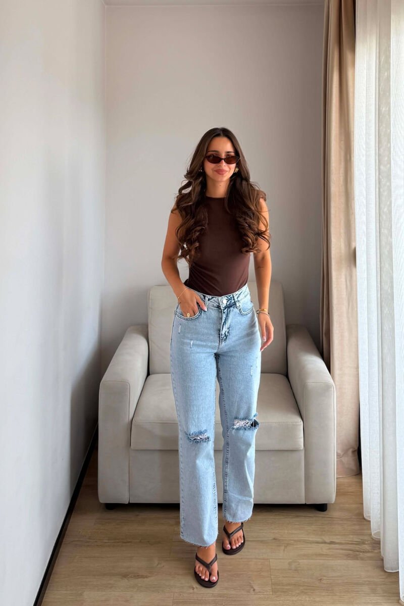RIPPED ONE COLOR WOMAN JEANS LIGHTBLUE/BZ - 2