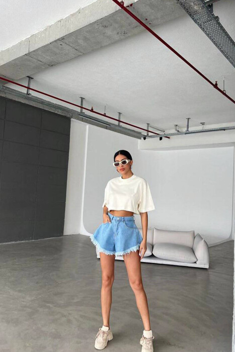 RIPPED WOMAN SHORT JEANS BLUE/BLU - 2