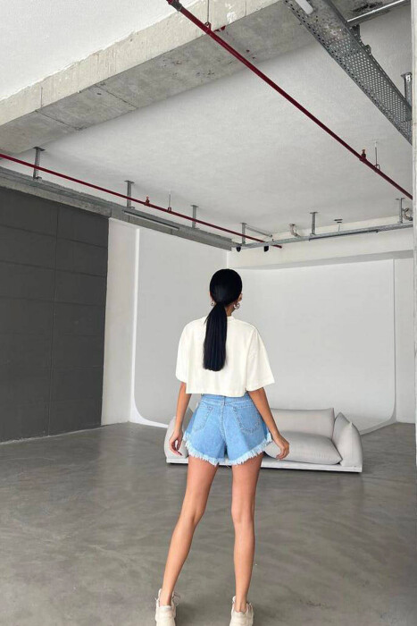 RIPPED WOMAN SHORT JEANS BLUE/BLU - 3