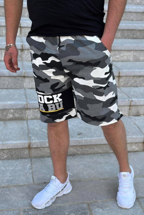 ROCK DA BU WRITTING MAN SHORTS GREY/GRI - KLAUDIO FASHION