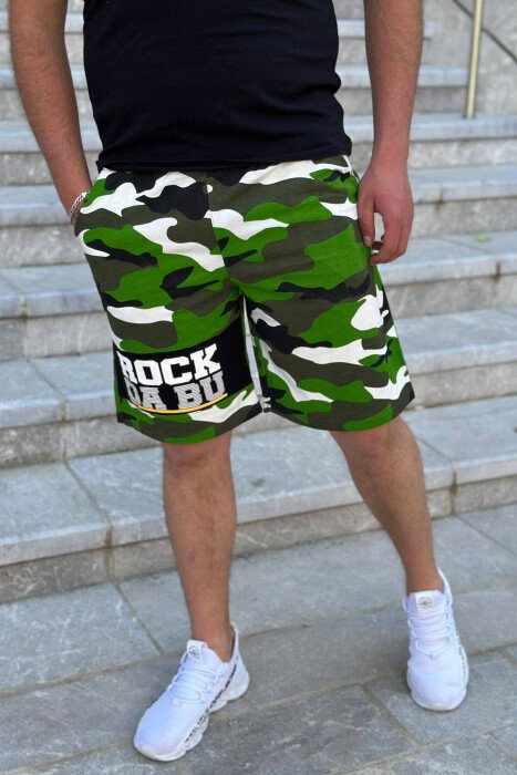 ROCK DA BU WRITTING MAN SHORTS LIGHT GREEN/JEZB - KLAUDIO FASHION