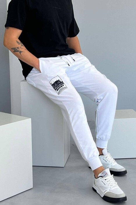 ROCKY ONE COLOR MEN JOGGERS WHITE-E BARDHE - KLAUDIO FASHION