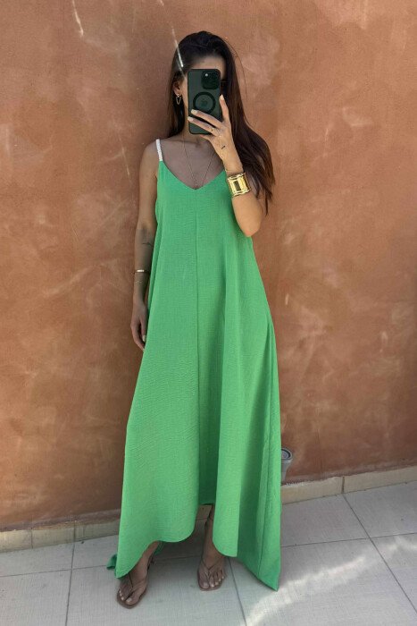 ROPE STRAP DETAIL WOMEN DRESS GREEN/JESHILE - 1