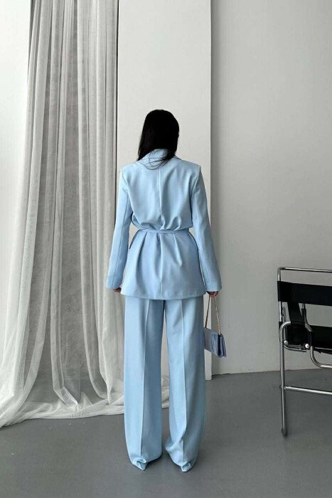 ROSE DETAIL CLASSIC JACKET + TROUSERS WOMAN SET LIGHTBLUE/BZ - 10
