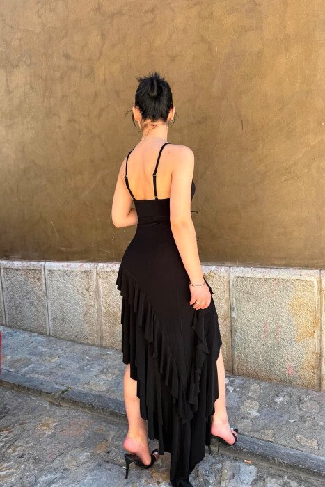 ROSE DETAIL THIN STRAPS WOMAN DRESS BLACK/ E ZEZE - 3