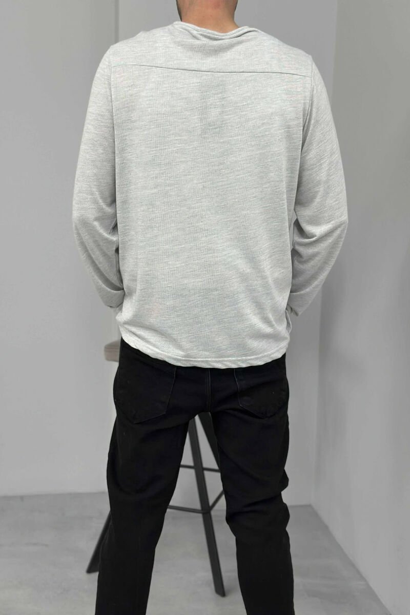 ROUND BUTTONED NECK ONE COLOR MEN SHIRT LIGHT GREY/GZ - 4