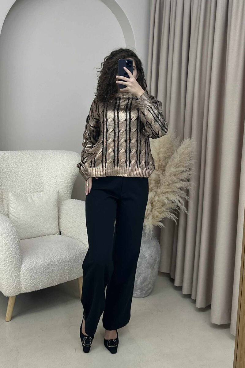 ROUND NECK BRAIDS DETAIL WOMEN SWEATER BRONX/BRONX - 3