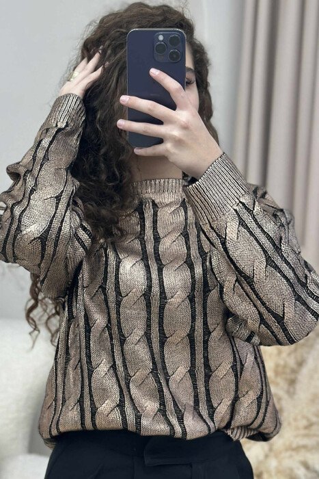 ROUND NECK BRAIDS DETAIL WOMEN SWEATER BRONX/BRONX - 4