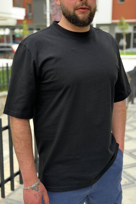 ROUND NECK COTTON MEN T-SHIRT BLACK/ E ZEZE - 2