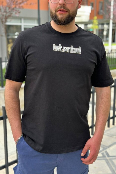 ROUND NECK COTTON MEN T-SHIRT BLACK/ E ZEZE - KLAUDIO FASHION