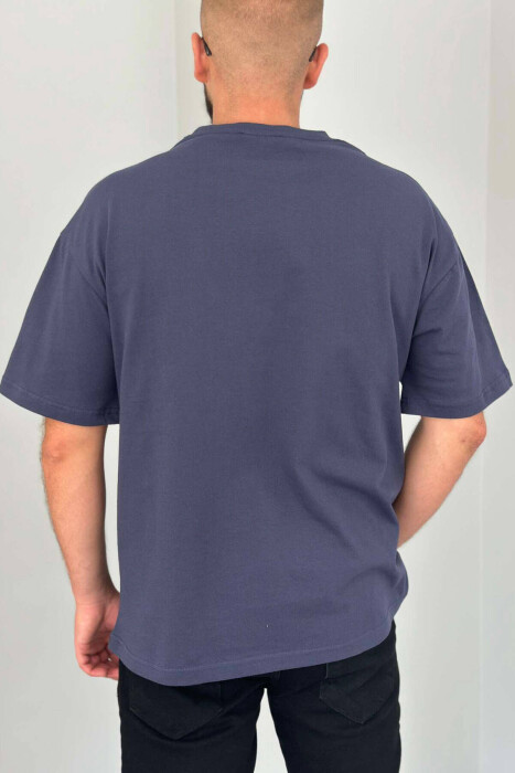 ROUND NECK COTTON MEN T-SHIRT BLUE/BLU - 3