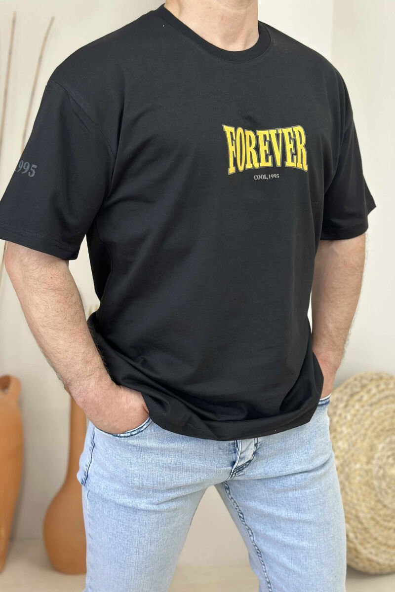 ROUND NECK FRONT & BACK WRITTINGS MEN T-SHIRT BLACK/ E ZEZE - 1