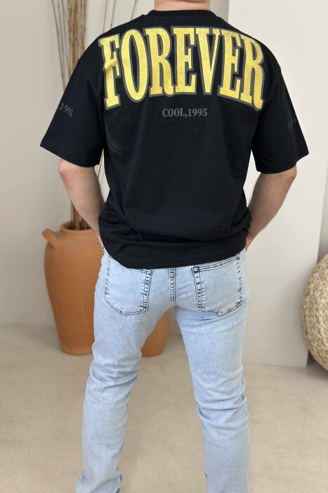 ROUND NECK FRONT & BACK WRITTINGS MEN T-SHIRT BLACK/ E ZEZE - 3